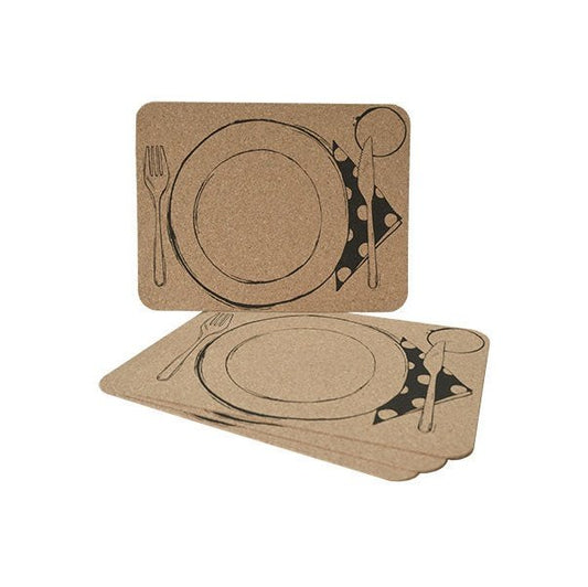 Cork Placemats with Table-Setting Print